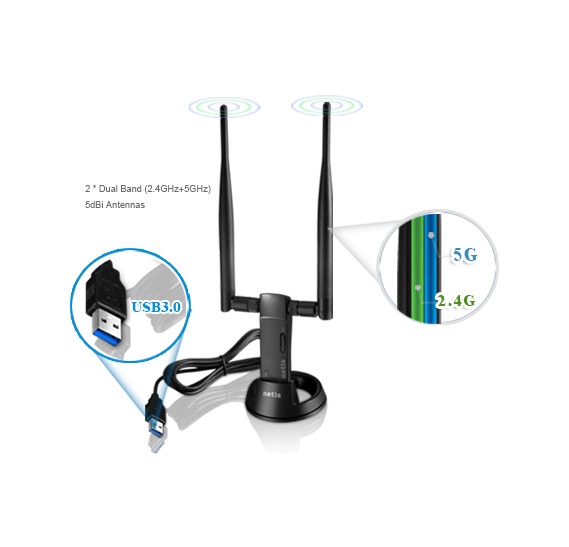 Bekijk afbeelding 3 van Netis AC1200 Wireless Dual Band USB Adapter